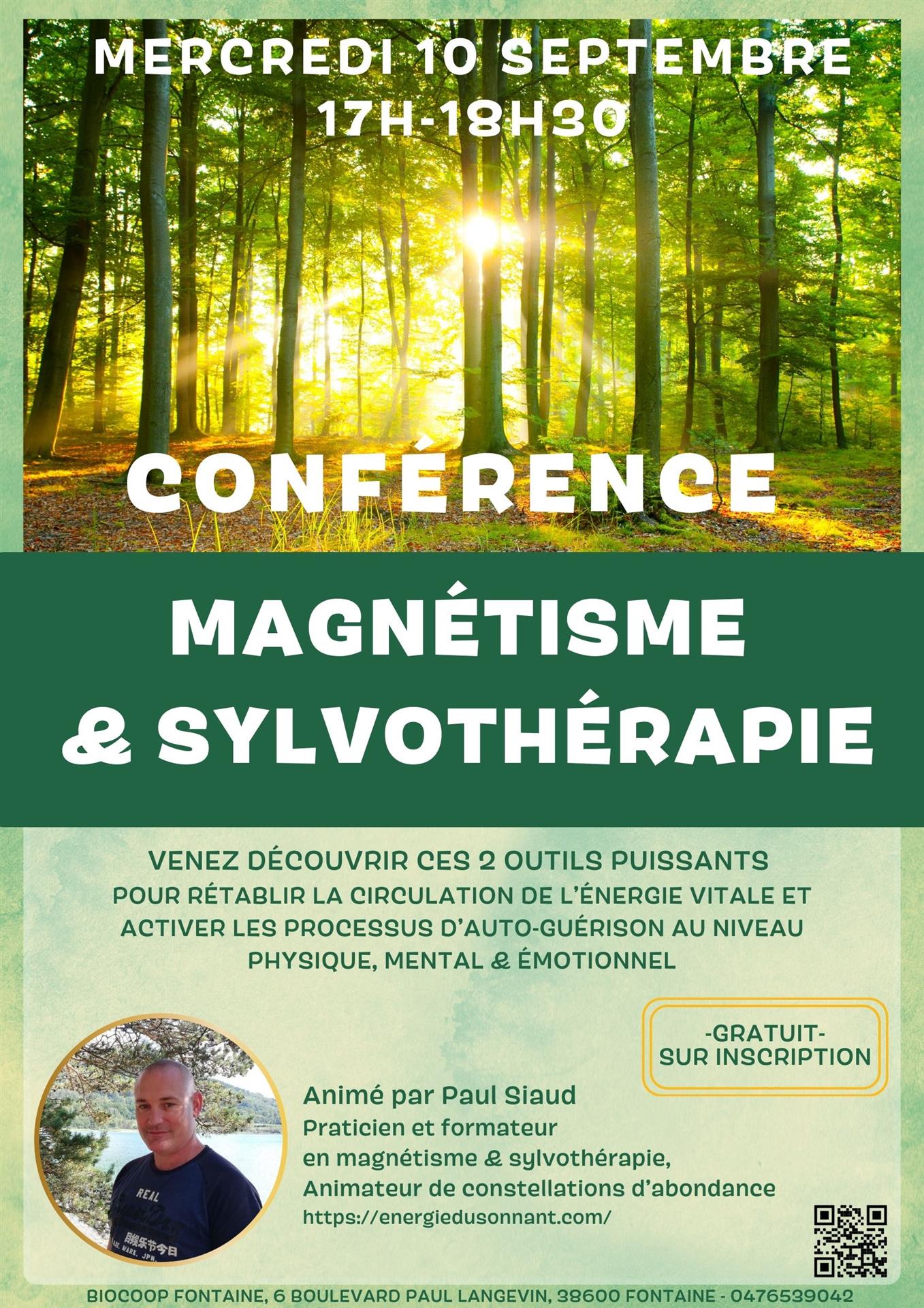 Atelier - Magnétisme & Sylvothérapie - Mercredi 10/09 - 17h-18h30