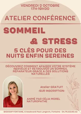 Atelier SOMMEIL & STRESS, 5 clés pour des nuits enfin sereines - 02/10 - 17h-18h30